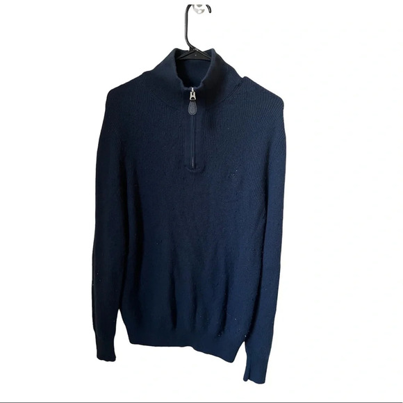 Burberry Cashmere Wool Navy Quarter Zip Sweater - Picture 1 of 8